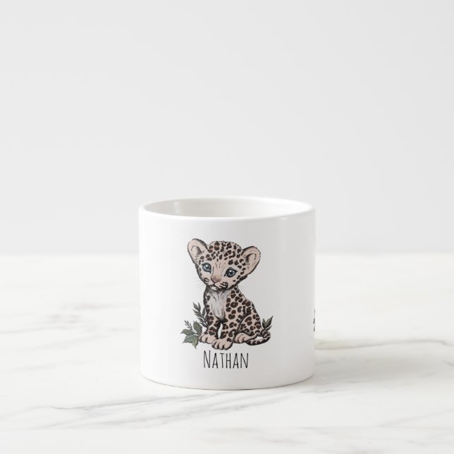 Xícara De Espresso Cute Baby Leopard Boy Kids Mug (Frente)