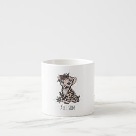 Xícara De Espresso Cute Baby Leopard Girl Kids Mug