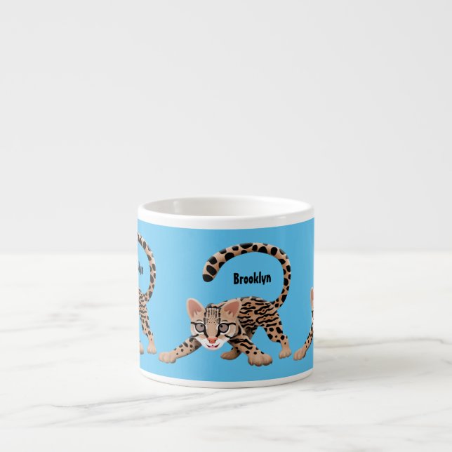 Xícara De Espresso Cute ocelot cartoon illustration (Frente)