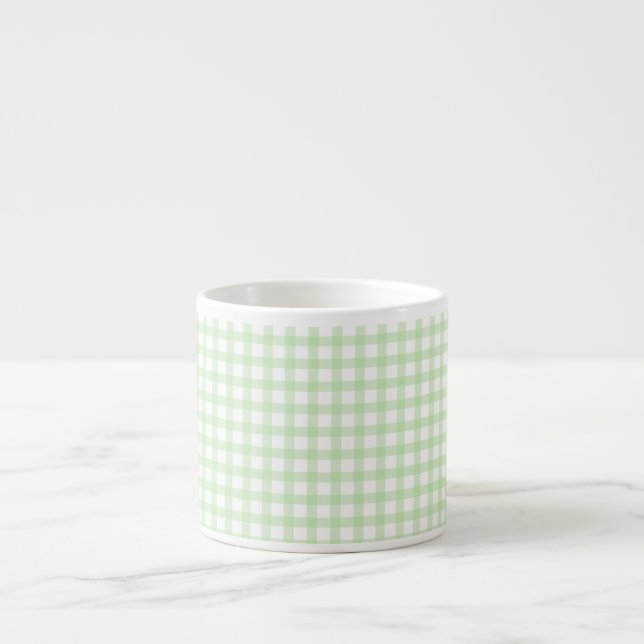 Xícara De Espresso Cute Retro Green Gingham Plaid pattern (Frente)