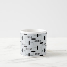 Xícara De Espresso Daily Grind Minimal Geometric Grid Charcoal Grey
