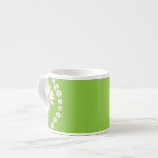 Xícara De Espresso Daisies on Green Espresso Mug (Frente Esquerda)