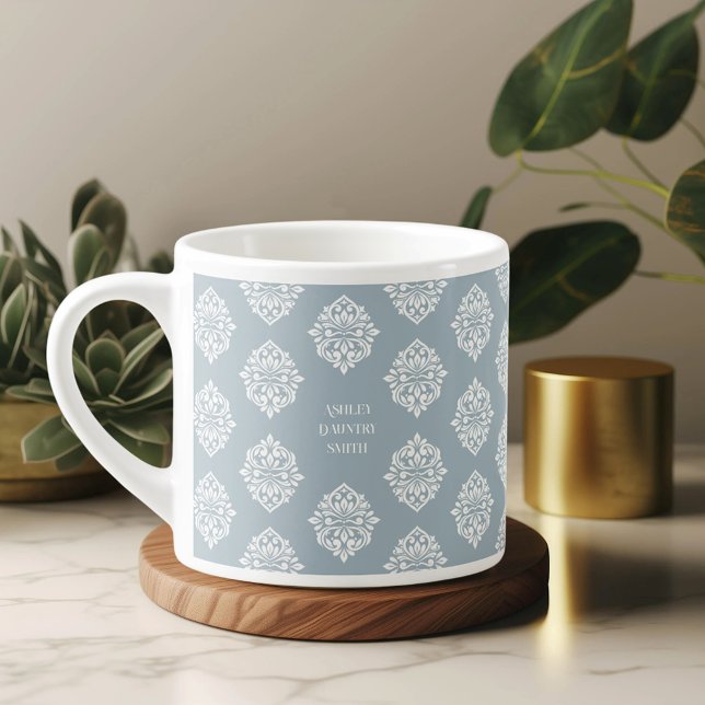 Xícara De Espresso Damask Ambience Cadet Blue Espresso Cup (Criador carregado)