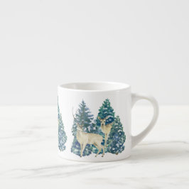 Xícara De Espresso Decoração de Natal Rústico com Veado na Floresta N