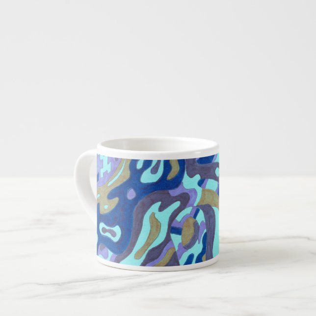 Xícara De Espresso "Deep is the Ocean" Original Abstrato (Frente Esquerda)