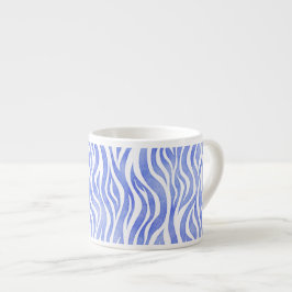 Xícara De Espresso Denim Blue Watercolor Zebra Print