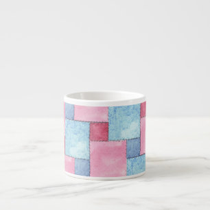 Xícara De Espresso Denim Patchwork Espresso Mug, Pinks, Blues