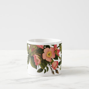 Xícara De Espresso Desenho de Ilustração de Arte de Flor Rosa
