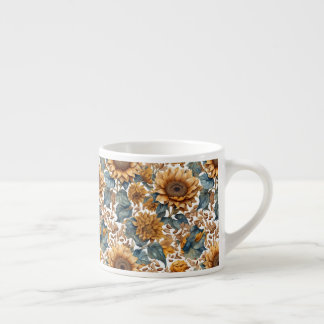 Xícara De Espresso Desenho de Padrão de Girassóis Dançantes
