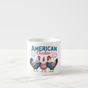 Xícara De Espresso Desenho Patriótico Americano de Frango de 4 de Jul