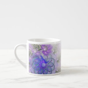 Xícara De Espresso Design abstrato laçado roxo e azul da flor