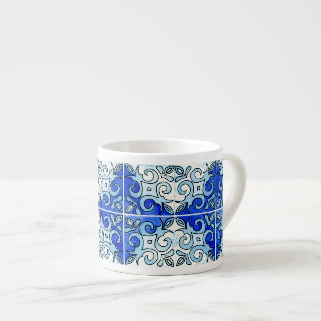 Xícara De Espresso Design cinzelado mão 6 do azulejo pintado nas (Frente Esquerda)