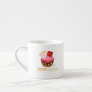 Xícara De Espresso Design de aniversário de 70 bonitinho com bolo de