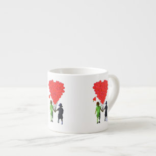 Xícara De Espresso Design de balão de coração romântico infantil