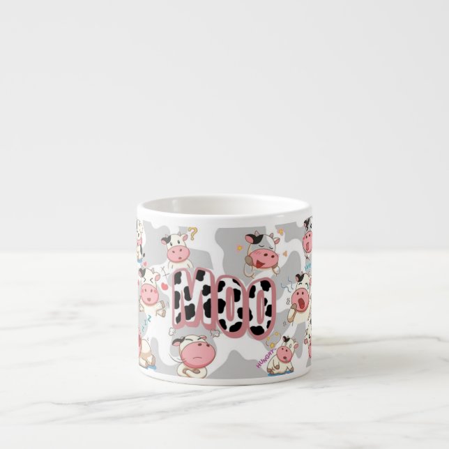 Xícara De Espresso Design de desenho animado “Vaca Fofo” (Frente)