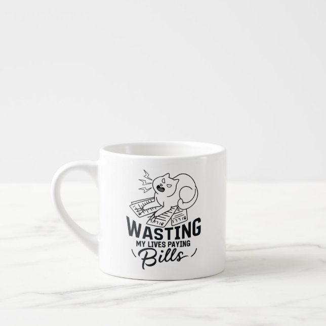 Xícara De Espresso Design de gato engraçado que desperdiça minhas vid (Esquerda)