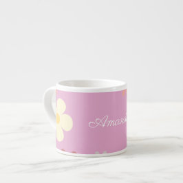 Xícara De Espresso Design de Padrão Floral Personalizável