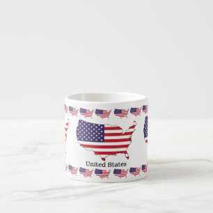 Xícara De Espresso Design de Souvenir da Bandeira e Mapa dos EUA
