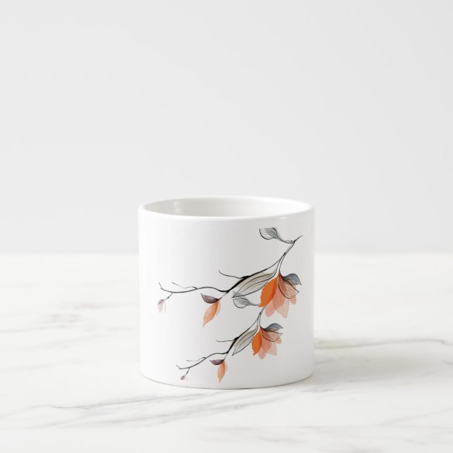 Xícara De Espresso Design Mug, ramal de flores de aquarelas escoticad (Frente)
