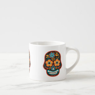 Xícara De Espresso Dia de los Muertos Black Sugar Skull