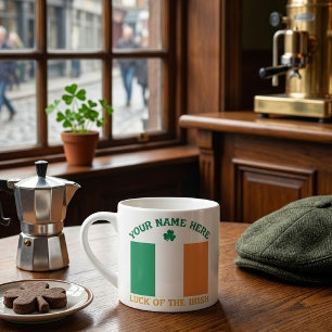Xícara De Espresso Dia de São Patrício Bandeira da Irlanda Nome Perso
