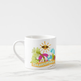 Xícara De Espresso Dias de férias na praia sorridentes de sol nos ócu