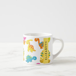 Xícara De Espresso Dinossauros Bonitos, Padrão De Dinossauros, Seu No