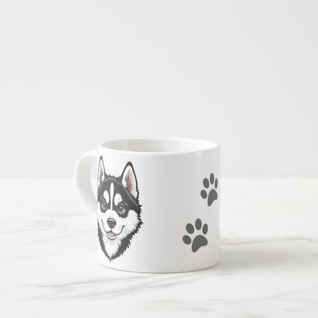 Xícara De Espresso Doce Siberian Husky Puppy (Frente Esquerda)