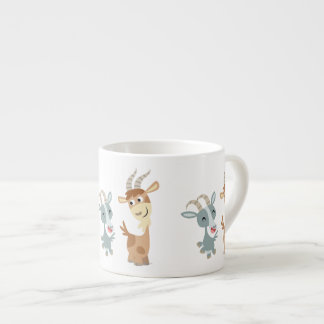 Xícara De Espresso Duas Belas Boas Caricaturas Felizes Vai Para Espre