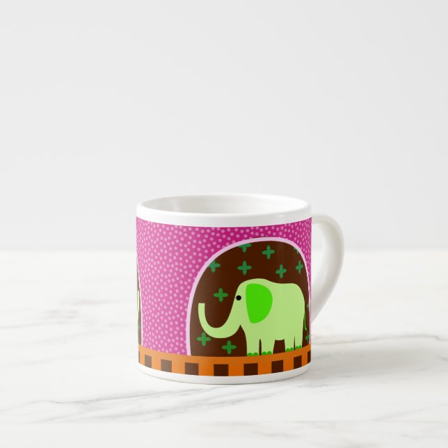 Xícara De Espresso Elefante verde (Frente Esquerda)