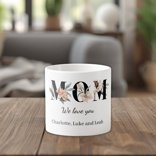 Xícara De Espresso Elegant Floral Personalized Mom Espresso Mug (Criador carregado)