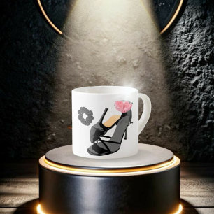 Xícara De Espresso Elegante Black Heels & Carnação Art - Classy Femin