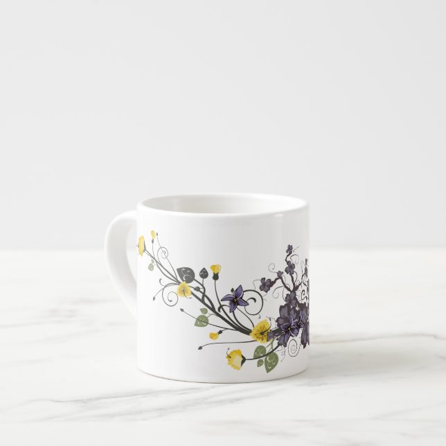 Xícara De Espresso Elegante Floral Specialty Mug (Frente Esquerda)