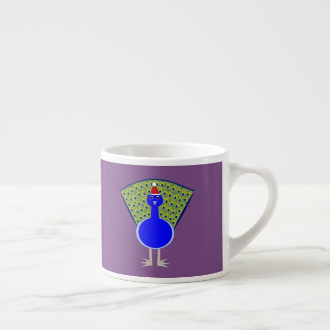 Xícara De Espresso Engraçado Peacock de Natal (Direita)