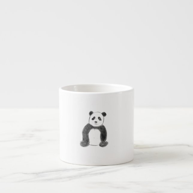 Xícara De Espresso Esboço preto e branco do panda (Frente)