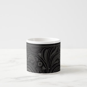 Xícara De Espresso Espresso/Cinza/Paisley Preto/Caneca Especializada