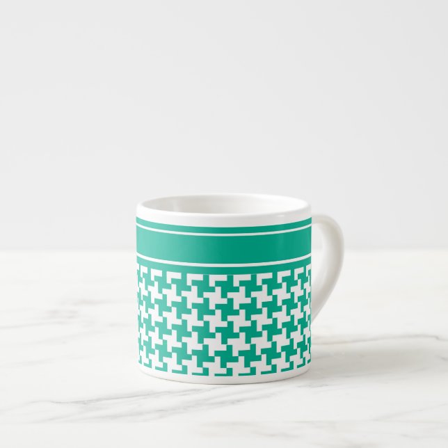 Xícara De Espresso Espresso Coffee Mug, Emerald Green Dogtooth Check (Frente Esquerda)