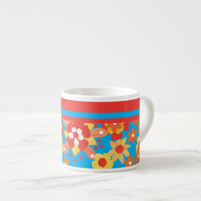 Xícara De Espresso Espresso Mug com Flores Laranja Ditsy (Frente Esquerda)