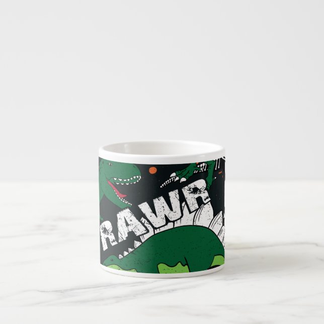 Xícara De Espresso Esqueleto de dinossauro, padrão perfeito. (Frente)