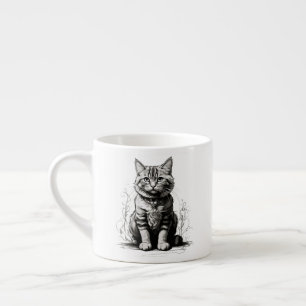 Xícara De Espresso Esquema do Lápis de Gato Bonito