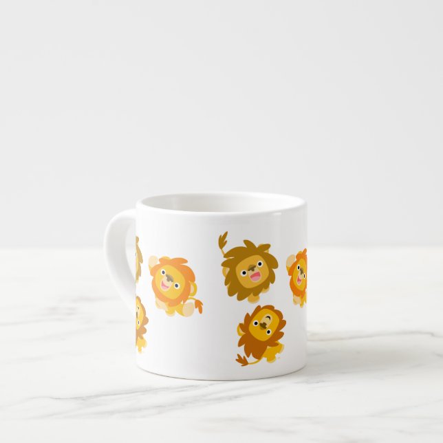 Xícara De Espresso "Estamos aqui!" Cartoon Bonito Leões Espresso Mug (Frente Esquerda)