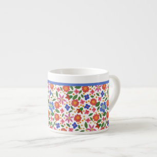 Xícara De Espresso Estilo de Arte Foliar bonito Floral em White Espre