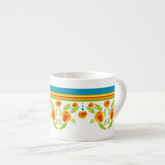 Xícara De Espresso Estilo do País Marigolds Fronteira Espresso Mug (Frente Esquerda)