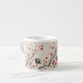 Xícara De Espresso Estilo Oriental Sakura Cherry Blossom Art