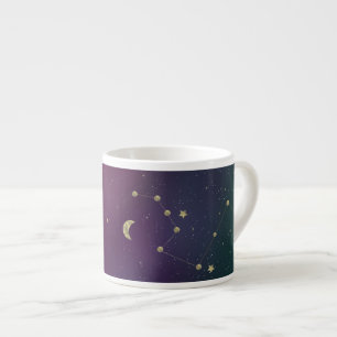 Xícara De Espresso Estrelas Douradas de Faux Roxo da Constelação de O
