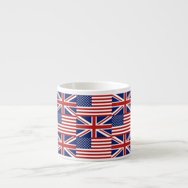 Xícara De Espresso EUA e teste padrão BRITÂNICO da bandeira (Frente)
