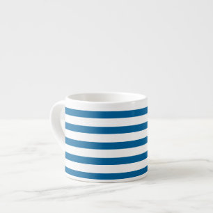 Xícara De Espresso Faixa Horizontal Azul e Branco