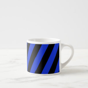 Xícara De Espresso faixas diagonais azuis e pretas