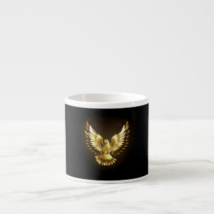 Xícara De Espresso Faux Gold Foil Peace Dove em Preto