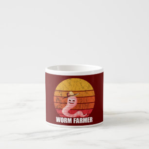 Xícara De Espresso Fazendeiro de Minhocas Pôr do Sol Retro Vintage Ja
